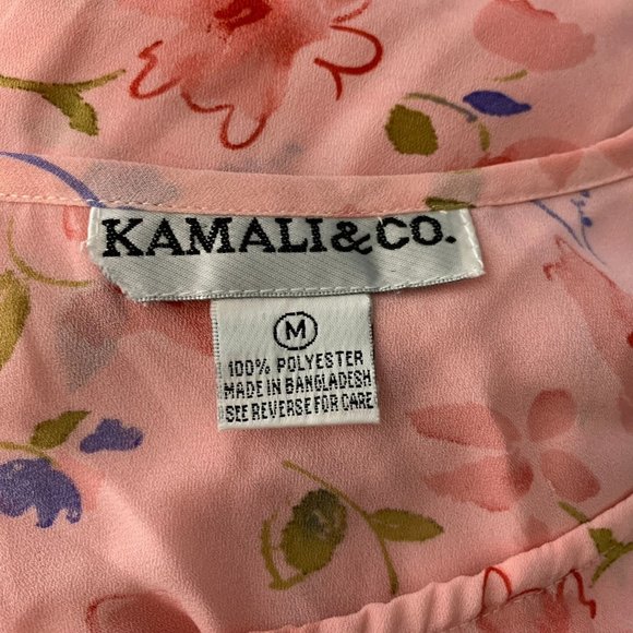 Vintage 90s Cottagecore Maxi Dress M Pink Slip Short Sleeve Round Neck Shift - Picture 7 of 7